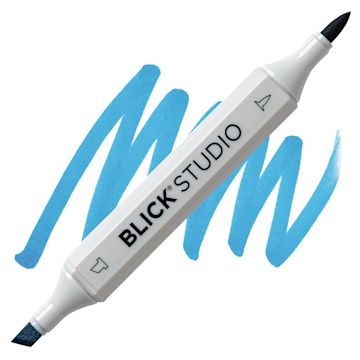 Open in modal - Blick Studio Brush Marker - Sorrento Blue marker and swatch