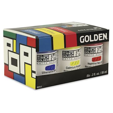 Open in modal - Golden SoFlat Matte Acrylic Paint - Pop, Set of 6, 59 ml, Jar, packaging