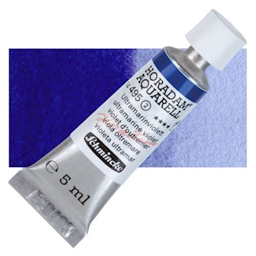 Open in modal - Schmincke Horadam Aquarell Artist Watercolor - Ultramarine Violet, 5 ml tube and swatch