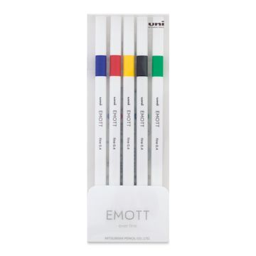 Open in modal - Uni Emott Fineliners - Set of 5, Vivid Colors (front of package)