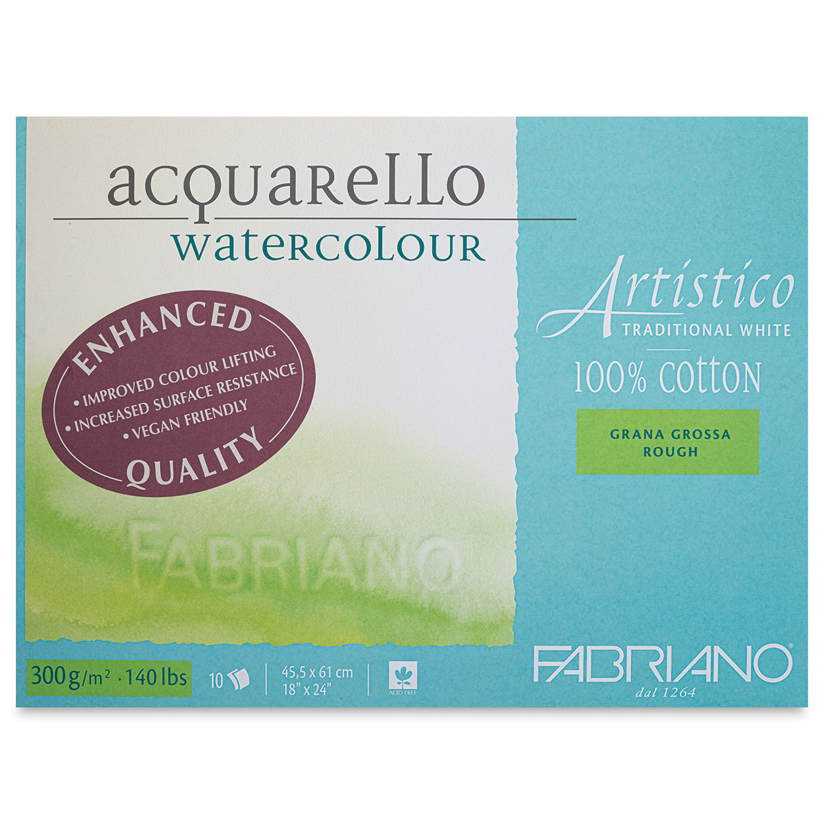 Fabriano Artistico Enhanced Watercolor Block - Traditional White, Hot Press, 18 x 24