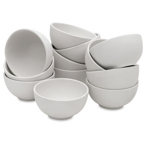 Mayco Earthenware Bisque Rice Bowls - 12 Rice bowls in stacks