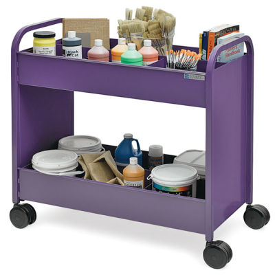 Smith System Everything Cart - Angled view of purple cart loaded with art supplies, not included
