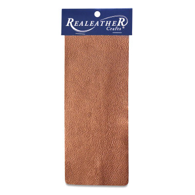 Realeather Metallic Leather Trim Pieces - Front of Copper package
