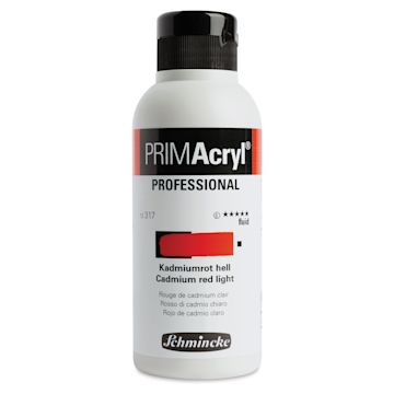 Open in modal - Schmincke Primacryl Professional Fluid Acrylic - Cadmium Red Light, 250 ml bottle