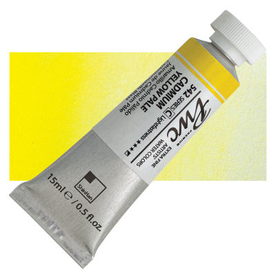 PWC Extra Fine Professional Watercolor - Cadmium Yellow Pale, 15 ml, Swatch with Tube 
