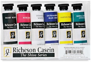 Open in modal - Richeson Casein Paint The Shiva Series - front view of Package of Basic Set of 6 colors