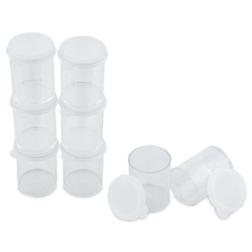 Open in modal - Blick Plastic Storage Cups - 1.7 oz, Pkg of 8 (two with cap off)