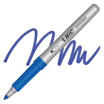 Open in modal - Bic Mark-It Color Collection Permanent Marker - Fine Point, Blue marker and swatch