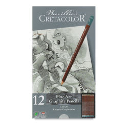 Cretacolor Fine Art Graphite Pencils Set - Top view of closed tin of set of 12 pencils