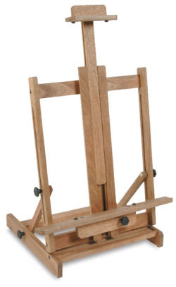 Richeson Tabletop Easel - Assembled easel at left angle with mast extended