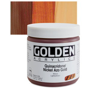 Golden Heavy Body Artist Acrylics - Quinacridone/Nickel Azo Gold, 16 oz Jar