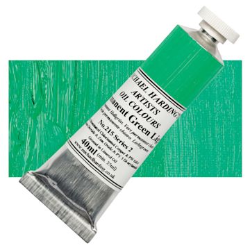 Open in modal - Michael Harding Artists Oil Paint - Permanent Green Light, 40 ml tube and swatch