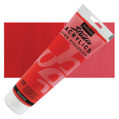 Pebeo High Viscosity Acrylics - Dark Cadmium Red Hue, 250 ml, Tube with Swatch