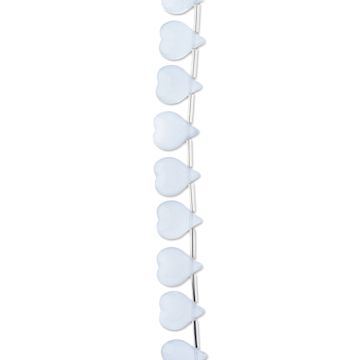 Open in modal - John Bead Crystal Lane DIY Glass Garden Bead Single Strand - Heart Petals, White