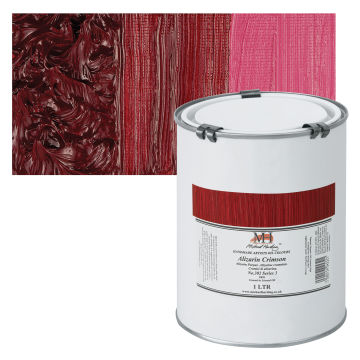 Michael Harding Artists Oil Color - Alizarin Crimson, 1 Liter swatch and can