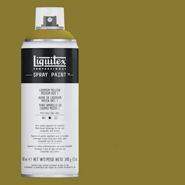 Open in modal - Liquitex Professional Spray Paint - Cadmium Yellow Medium Hue 1, 400 ml can and swatch