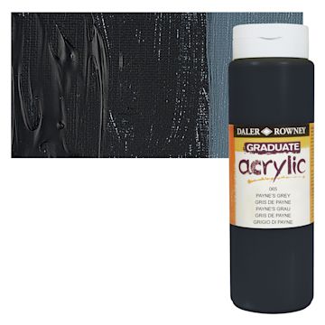 Open in modal - Daler-Rowney Graduate Acrylic Paint - Payne's Gray, 500 ml bottle and swatch
