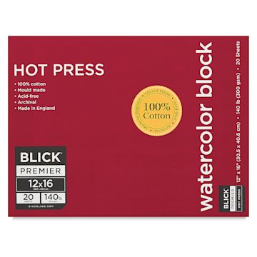 Open in modal - Blick Premier Watercolor Block - 12" x 16", Hot Press, 140 lb, 20 Sheets