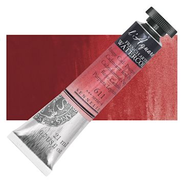 Open in modal - Sennelier French Artists' Watercolor - Cadmium Red Purple, 21 ml, Tube and swatch