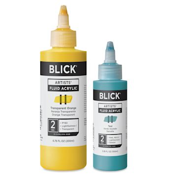 Open in modal - Blick Artists’ Fluid Acrylics, front of bottles