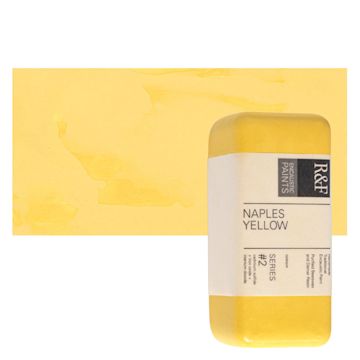Open in modal - R&F Encaustic Paint Block - Naples Yellow, 104 ml block and swatch