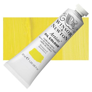 Open in modal - Winsor & Newton Artists' Oil Color - Cadmium Lemon, 37 ml tube and swatch