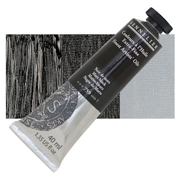 Open in modal - Sennelier Artists' Extra Fine Oil Paint - Mars Black, 40 ml tube and swatch