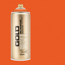 Montana Gold Acrylic Professional Spray Paint -  Pure Orange, 400 ml (Spray can with color swatch)