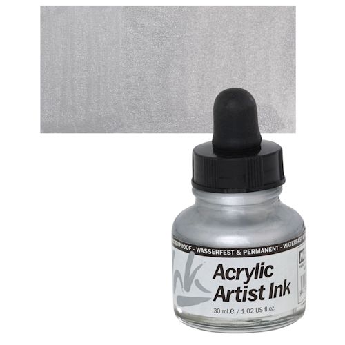 Vallejo Acrylic Artist Ink Silver, 30 ml BLICK Art Materials