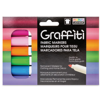 Marvy Uchida Graffiti Fabric Markers - Set of 6, Floral Colors