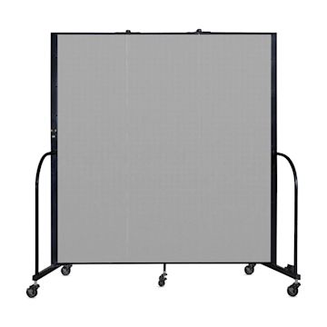 Open in modal - Screenflex Portable Room Dividers - 6 ft x 5 ft, Gray, 3 Panel - front