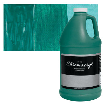 Chromacryl Students' Acrylics - Turquoise, 64 oz bottle and swatch