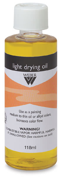 Weber Oil Medium-Light Drying Oil, 118ml. Front of bottle.