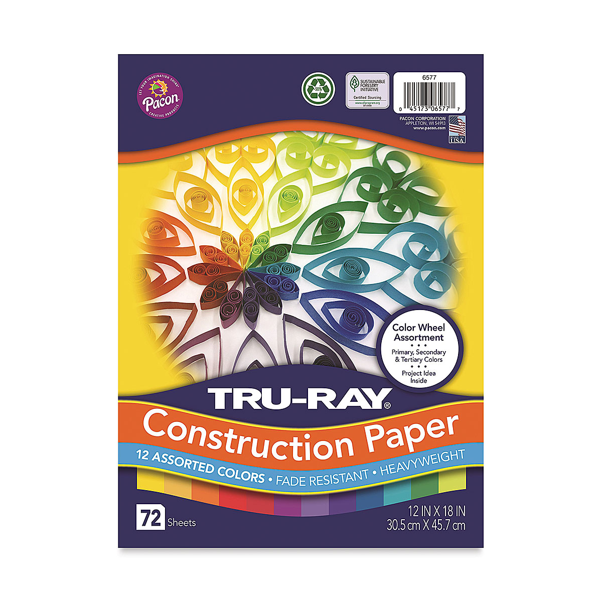 Knowledge Tree  Pacon Corporation D.b.a. Tru-Ray Construction Paper - Art  Project - 18 x 12 - 50 / Pack - Hot Assorted - Sulphite, Paper