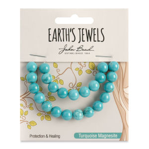 John Bead Semi-Precious Beads - Turquoise Howlite, Round, 8 mm, 23 beads