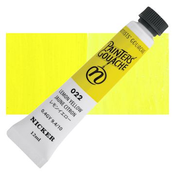 Open in modal - Nicker Painter’s Gouache - Lemon Yellow, 12 ml tube and swatch