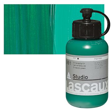 Open in modal - Lascaux Studio Acrylic - Emerald Green, 85 ml bottle and swatch