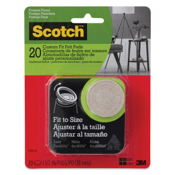 Scotch Custom Fit Felt Pads - Beige, Pkg of 20, front of the packaging