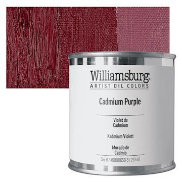Open in modal - Williamsburg Handmade Oil Paint - Cadmium Purple, 8 oz can and swatch