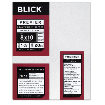 Blick Premier Heavyweight Stretched Cotton Canvas - 8" x 10", 1-3/8" Profile