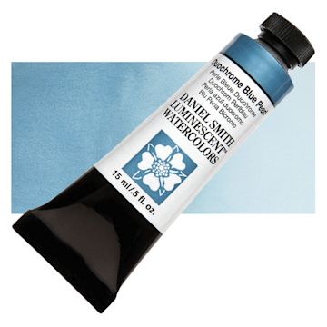 Open in modal - Daniel Smith Luminescent Watercolor - Duochrome Blue Pearl, 15 ml, Tube and swatch