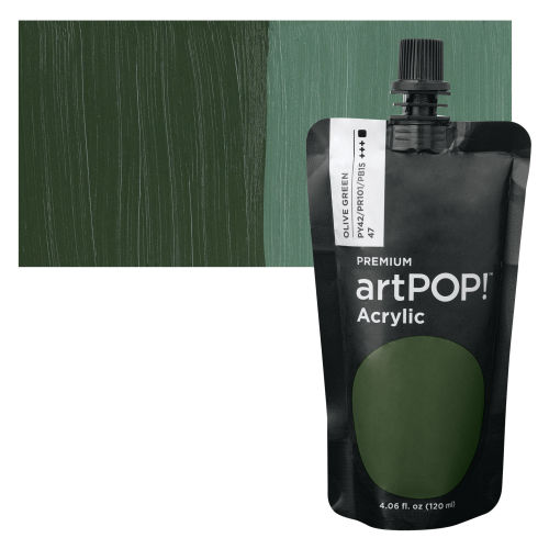 artPOP! Heavy Body Acrylic Paint - Olive Green, 120 ml Pouch 