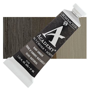 Open in modal - Grumbacher Academy Oil Color - Raw Umber, 37 ml tube and swatch