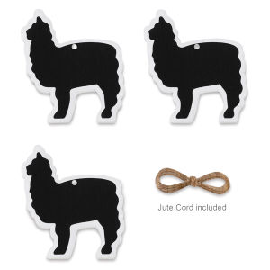 Craft Decor Wood Chalk Tags - Llama, Package of 3 (Shown with included jute cord)