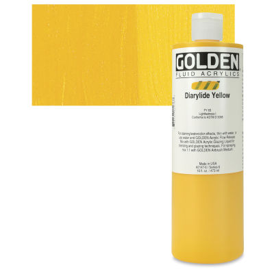 Golden Fluid Acrylics - Diarylide Yellow, 16 oz bottle