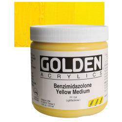 Golden Heavy Body Artist Acrylics - Benzimidazolone Yellow Medium, 16 oz