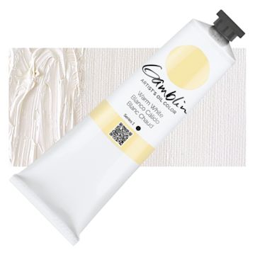 Open in modal - Gamblin Artists' Oil Color - Warm White, 150 ml tube and swatch