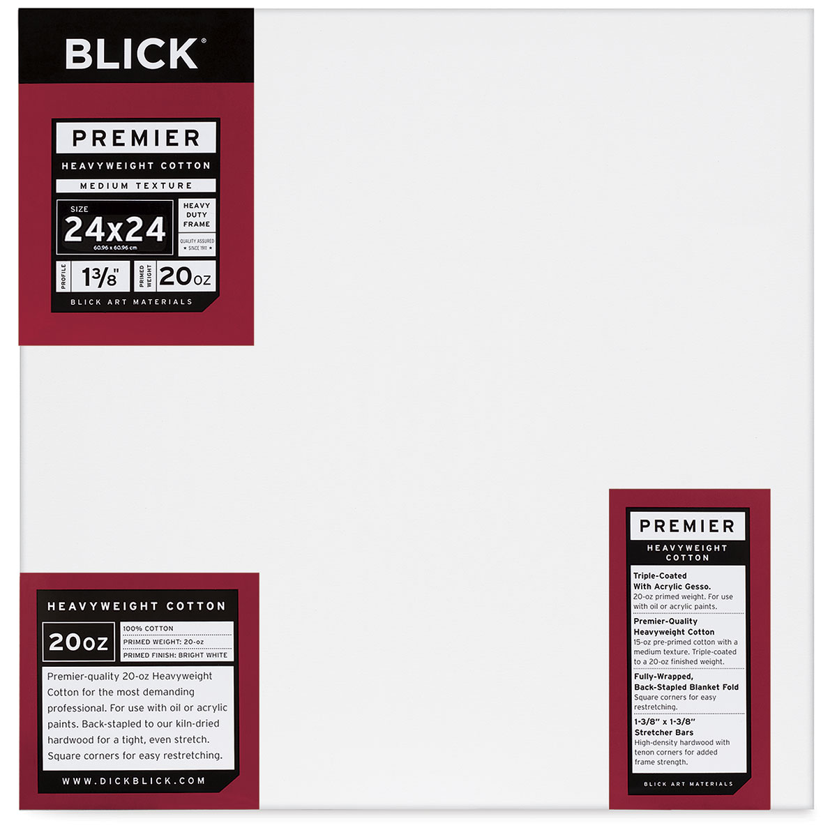 Blick Premier Heavyweight Stretched Cotton Canvas 24 X 24 1 3 8   07160 2424 M 4ww 