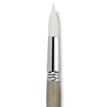 Open in modal - Escoda Perla Toray White Synthetic Brush - Round, Short Handle, Size 20 close up
